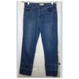 Women CURRENT/ELLIOTT Blue The Vintage Straight Denim Jeans Dipped Hems Sample